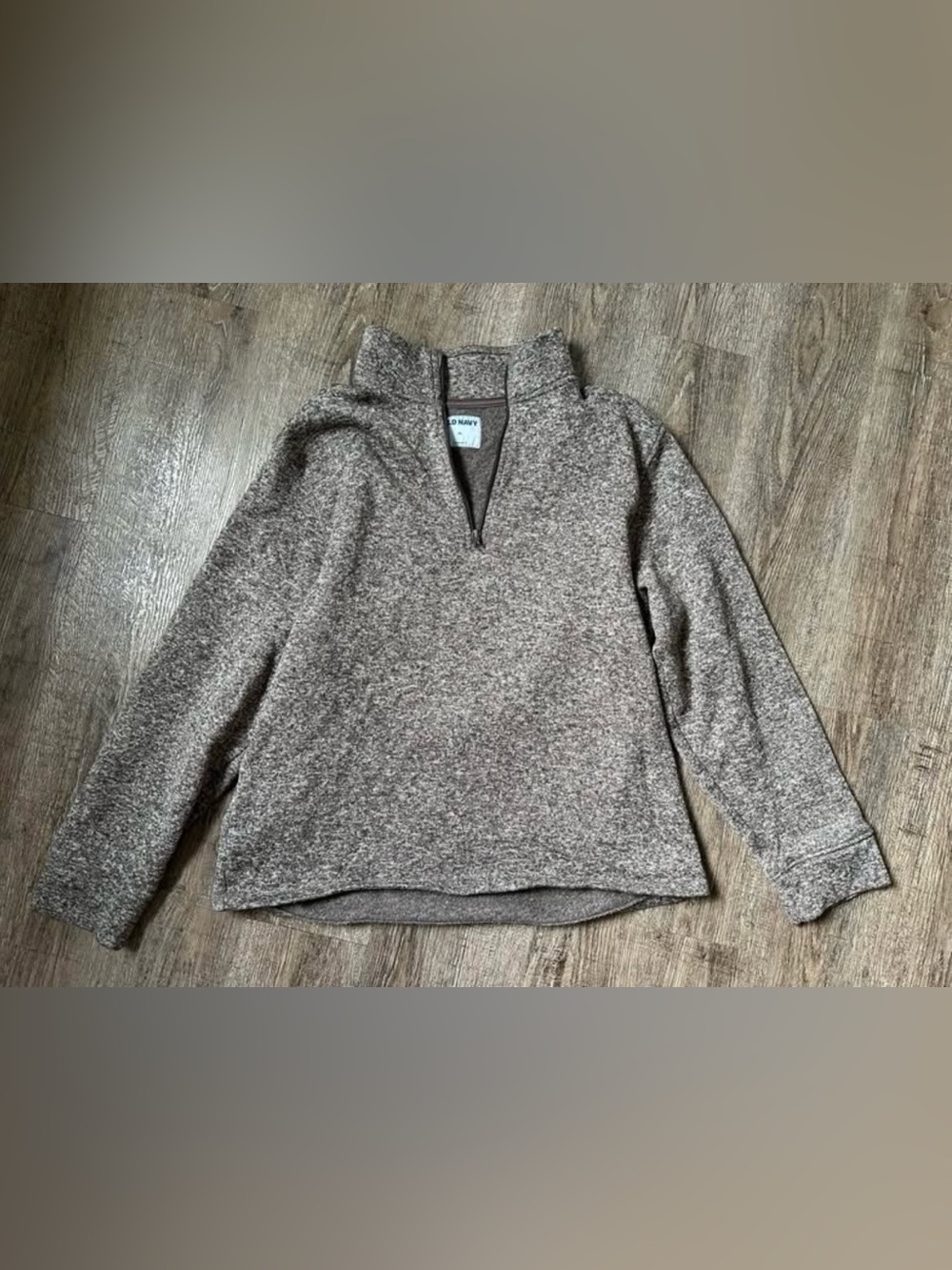 Old Navy Men's Quarter Zip Sweater in Heather Taupe/Brown
